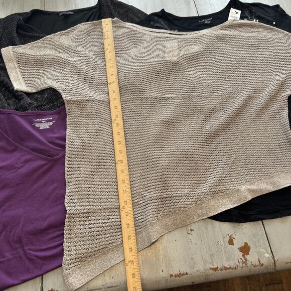 NWT Lane Bryant Purple Taupe Silver Shirt Lot of 4 Sz 14 16 Rhinestone Dragonfly - Picture 2 of 13